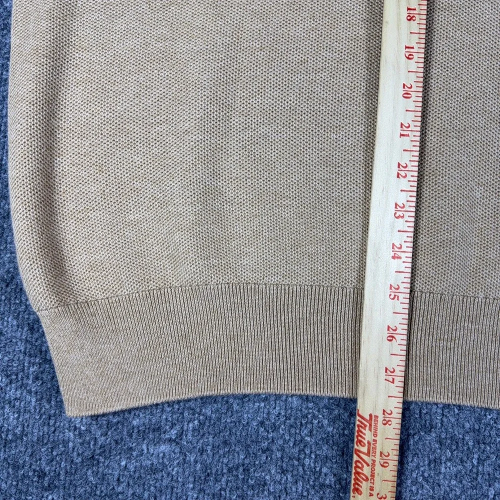 Polo Ralph Lauren Mens Tan Beige Pima Cotton Quarter Zip Pullover Sweater Large